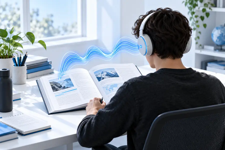 Personne écoutant avec un casque