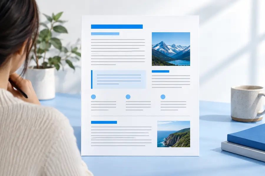 Illustration of a PDF page with text arranged for visual reading